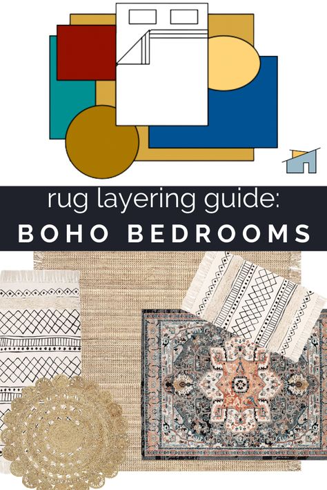 Bedroom Rug Layering, Layered Rugs Bedroom Boho, Boho Rug Layering Bedroom, Layered Rugs In Bedroom, Rugs In Bedroom Bohemian, Layered Rug Bedroom, Layering Rugs In Bedroom, Layer Rugs Bedroom, Double Rug Bedroom