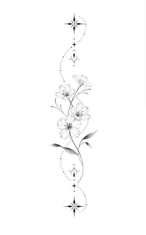 Flower Spine Tattoos, Tato Minimal, Tattoos For Women Flowers, Small Pretty Tattoos, Writing Tattoos, Tasteful Tattoos, Spine Tattoos For Women, Classy Tattoos, Spine Tattoo