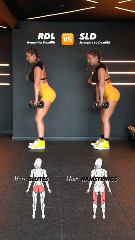 Deadlift Variations Women, Glute Focused Rdl Form, Rdl Correct Form, Rdl Vs Good Morning, How To Do An Rdl, Rdl Dumbell Form Glutes, Rdl Dumbell Form, Dumbbell Rdl Form, Deadlift Women Dumbell