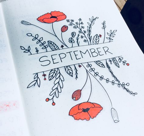 Monthly Cover Page. September Bullet Journal, Bullet Journal September, Minimalist Bullet Journal, Bullet Journal Headers, Bullet Journal Month, Bullet Journal 2019, Bullet Journal Cover Page, Bullet Journal Mood, Bullet Journal Aesthetic