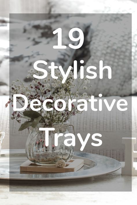 decorative-serving-tray Decorating Trays Ideas, Small Tray Decor, Oval Tray Decor, Tray Centerpiece Ideas, Ottoman Tray Styling, Glass Tray Decor, Ottoman Tray Decor, Metal Tray Decor, Mirror Tray Decor