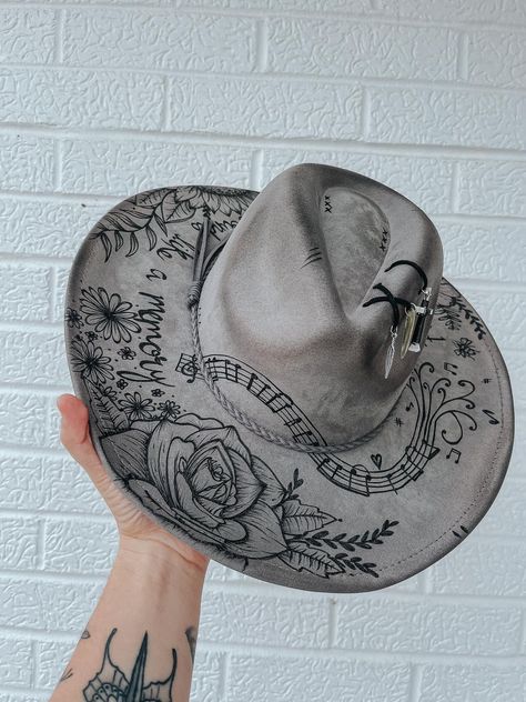 This Fedoras item by RiverValleyFF has 168 favorites from Etsy shoppers. Ships from Elsberry, MO. Listed on Aug 14, 2024 Fedora Hat Burning, Laney Wilson Hats, Burn Hats Ideas, Burned Felt Hat Design, Burnt Felt Hat Design, Burned Hat Design, Pyrography Hats, Fedora Hat Outfit Summer, Hat Branding