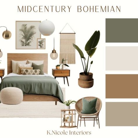 Home Color Pallet Ideas, Bedroom With Wood Accents, Apartment Vibes, Loft Ladder, Inspire Me Home Decor, Modern Organic, Bohemian Bedroom, Digital Drawings, Nyc Apartment