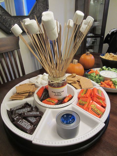 smore party ideas | cool Smores inspired ideas perfect for any party. Consider Smores ... Smores Diy, Smore Party, Indoor Camping Party, Indoor Smores, Smores Party, Indoor Camping, Bonfire Party, Food Party, S'mores Bar