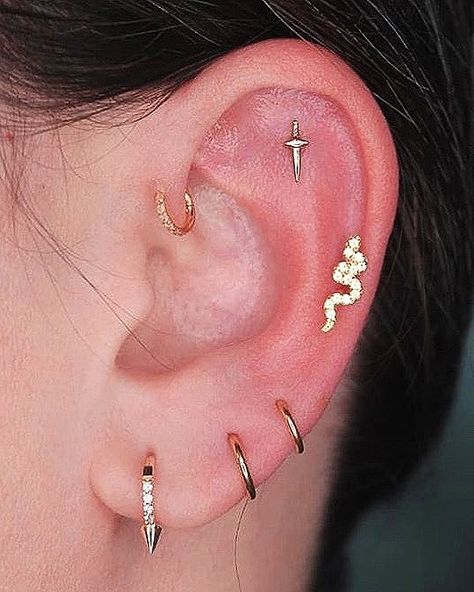 Forward Helix And Flat Piercing, Flat And Forward Helix Piercing, Triple Flat Piercing, Front Helix Piercing, Double Forward Helix Piercing, Triple Lobe Piercing, Triple Forward Helix Piercing, Triple Lobe, Triple Forward Helix