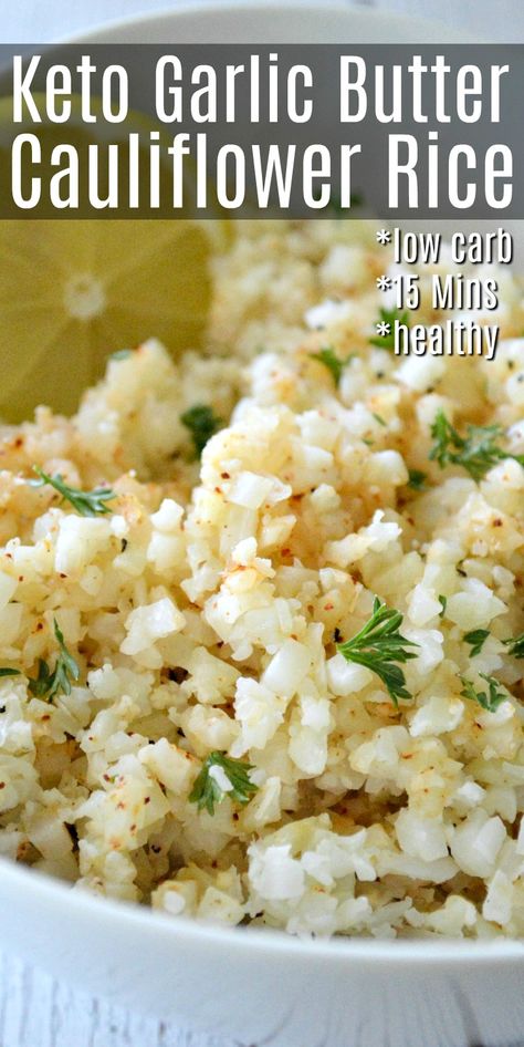 Garlic Butter Cauliflower, Riced Califlower Recipes, Butter Cauliflower, Cauliflower Rice Easy, Egg Salad Recipe Healthy, Keto Side Dish, Cauliflower Recipes Healthy, Cauliflower Rice Recipe, Keto Side