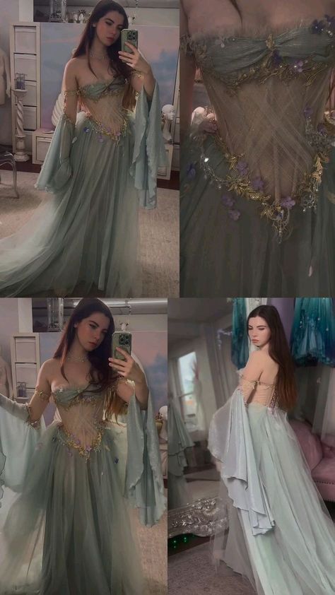 Formal Fairy Dress, Mermaid Wedding Aesthetic, Mermaid Dress Aesthetic, Mermaid Clothes Aesthetic, Fairy Dress Long, Mermaid Costume Women, Fair Outfits, Fairy Tale Wedding Dress, Prom Dress Inspiration