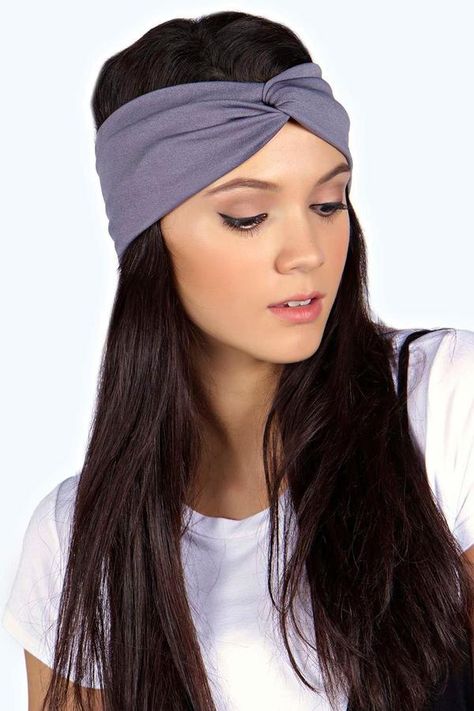 boohoo Olivia Jersey Twist Knot Turban Headband Chain Hairstyles, Hippie Headband Hairstyles, Floral Hair Crown, Hair Accessories Braids, Hair Knots, How To Wear Headbands, Knot Turban Headband, Hippie Headband, Fascinator Hats Diy