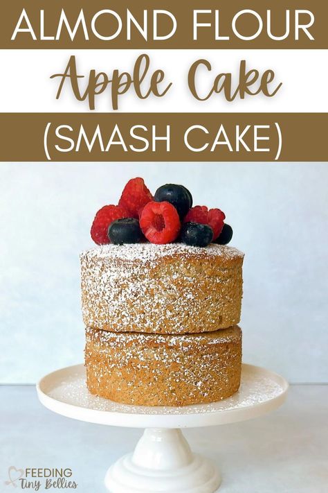 If you've been on the hunt for a simple-to-make smash cake recipe for your little one, look no further than this melt-in-your-mouth almond flour apple cake! Apple Sauce Smash Cake, 1st Birthday Cake Alternative, Tiny Smash Cake, Healthy Toddler Birthday Cake, Easy Almond Flour Cake, Healthy 1st Birthday Smash Cake, Healthier Smash Cake Recipe, Dairy Free Smash Cake Recipe, Sugarless Cake Recipes