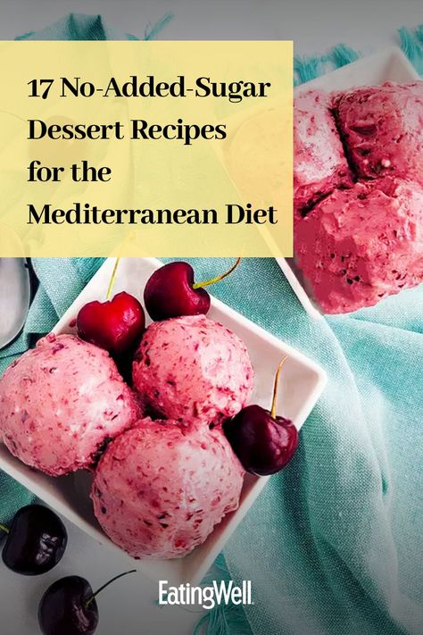 These no-added-sugar dessert recipes are naturally sweet and feature fruit, nut butters and whole grains to fit the Mediterranean diet. Recipes like our No-Sugar-Added Mini Apple Pies and Raspberry-Peach-Mango Smoothie Bowl are delightful bites that you'll happily make again and again. Medditeranean Diet, Healthy Fruit Salad Recipes, Mediterranean Desserts, Fresh Fruit Desserts, Diet Desserts Recipes, Healthy Fruit Desserts, Mediterranean Diet Recipes Dinners, Mediterranean Diet Meal Plan, Easy Mediterranean Diet Recipes