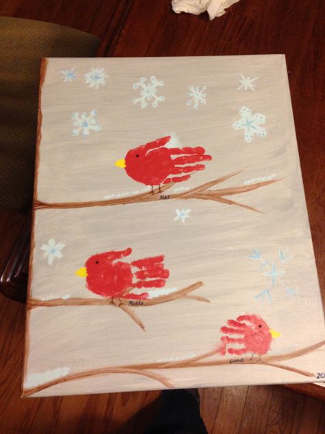 Handprint red birds Handprint Bird, Bulliten Board Ideas, Bird Crafts For Kids, Bird Bulletin Boards, Love Crafts, Preschool Bulletin, Preschool Bulletin Boards, Christmas Artwork, Bird Crafts