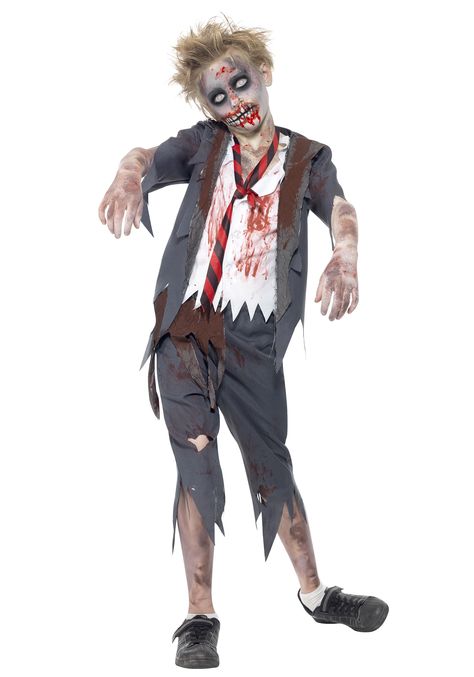 Zombie School Boy Costume Boy Zombie Costume, Zombie Fancy Dress, Zombie School, Zombie Make Up, Zombie Man, Makeup Zombie, Boys Fancy Dress, Zombie Halloween Costumes, Gothic Costume