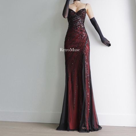 Black Red Prom Dress, Red And Black Dress Formal, Red And Black Prom Dress, Themed Prom Dresses, Church Hairstyles, Black Prom Dress Short, Modeling Photos, Black Beaded Dress, Dark Red Dresses