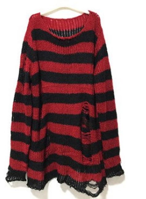 Dark Streetwear, Styl Grunge, Plus Size Pullover, Streetwear Mode, Stripe Outfits, Grunge Look, Streetwear Tops, Estilo Punk, Long Sleeve Pullover Sweater