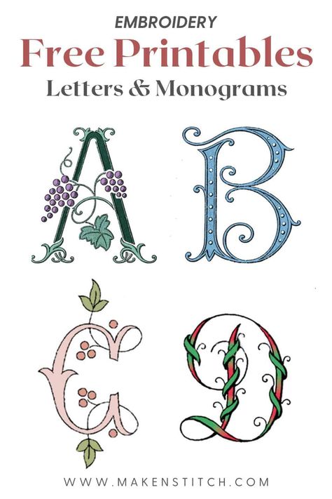 Embroidery Fonts Free, Cross Stitch Monogram Patterns, Monogram Embroidery Letters, Embroidery Patterns Free Templates, Hand Embroidery Letters, Alfabet Font, Monogram Printable, Monogram Cross Stitch, Cross Stitch Alphabet Patterns