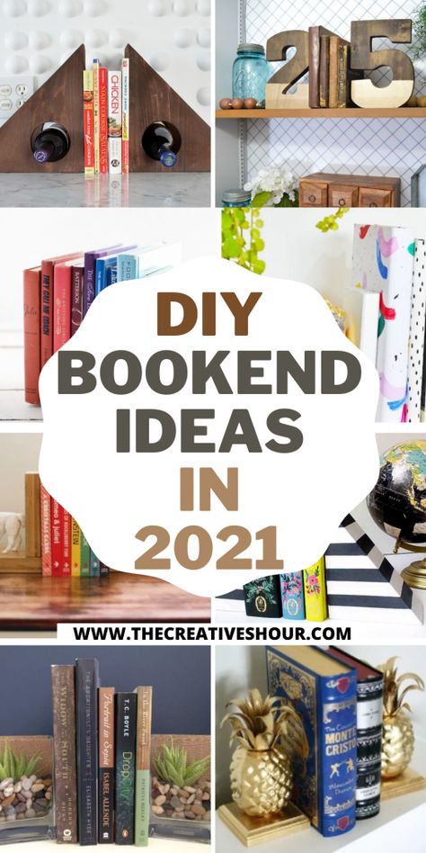 Bookend Ideas, Diy Bookends, Diy Wall Shelves, Book Ends, Diy Hanging, Amazing Diy, Mason Jar Diy, Mason Jar Crafts, Diy Book