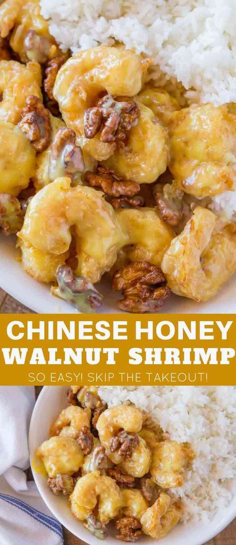 Honey Walnut Shrimp made just like your favorite takeout restaurant with the sweet honey sauce, whole walnuts and crispy fried shrimp! #chineserecipes #shrimp #shrimprecipes Crispy Fried Shrimp, Walnut Shrimp, Authentic Chinese Recipes, Honey Walnut, Mapo Tofu, Honey Walnut Shrimp, Shrimp Dinner, Honey Sauce, Shrimp Recipes For Dinner