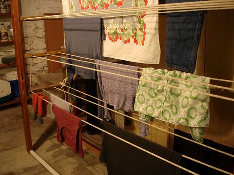 by beauty that moves, via Flickr Line Drying Clothes, Diy Clothesline, Indoor Clothes Lines, Diy Clothes Drying Rack, Clothesline Ideas, Indoor Clothes Drying Rack, Clothesline Diy, Drying Laundry, Laundry Lines