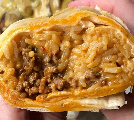 Quesaritos (Taco Bell Copycat) - What's Mom Cookin' Taco Bell Quesarito Recipe, Quesarito Recipe, Cheesy Quesadilla, Taco Bell Copycat, Baked Chicken Tacos, Cheese Rice, Soup Appetizers, Moms Cooking, Tacos And Burritos