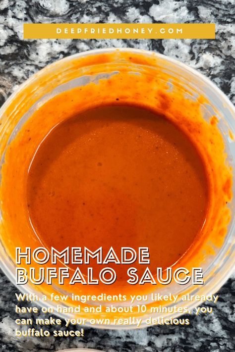 Homemade Buffalo Sauce • deepfriedhoney Homemade Buffalo Wing Sauce, Diy Buffalo Sauce, Mild Buffalo Sauce Recipe, Buffalo Sauce Recipe Easy, Easy Buffalo Sauce, Easy Homemade Buffalo Sauce, Buffalo Chicken Sauce, Buffalo Sauce Recipe, Fresno Peppers