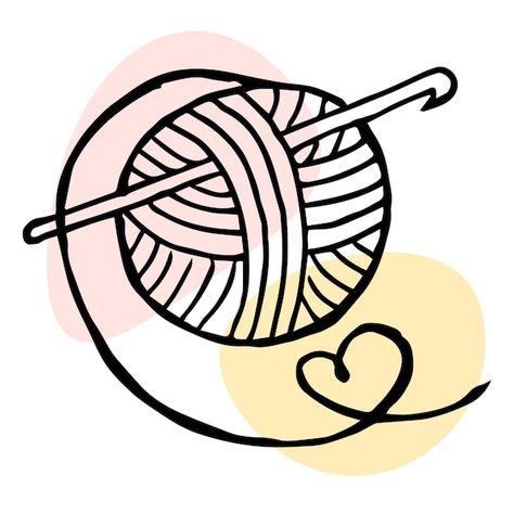 Um novelo de linha e uma agulha de croch... | Premium Vector #Freepik #vector #la #croche-desenho #croche #bola-la Thread, Yarn, Knitting