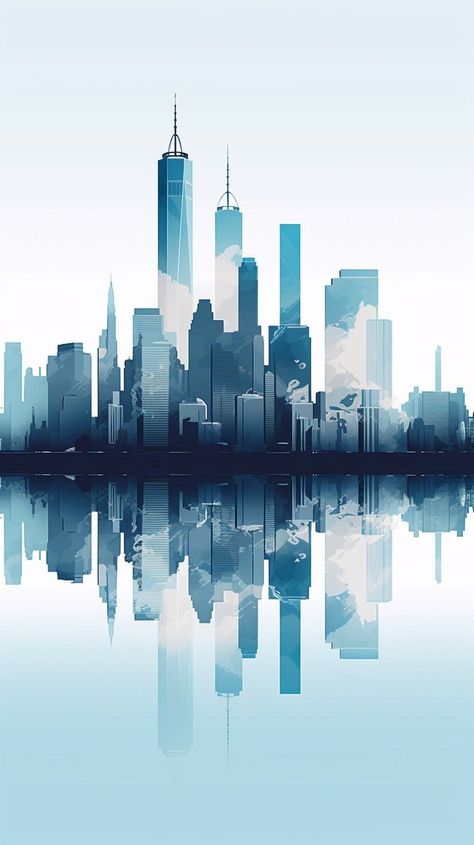 Blue Minimalist Aesthetic New York City Skyline Wallpaper for Android and iPhone New York Skyline Art, Architecture Background Wallpaper, White And Blue Aesthetic Wallpaper, City Background Aesthetic, New York City Skyline Wallpaper, Architecture Wallpaper Iphone, Blue City Background, Architecture Wallpaper Aesthetic, Blue City Aesthetic