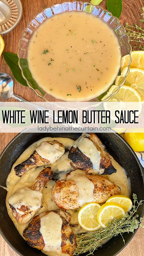 Lemon Gravy Sauce, Lemon Garlic Wine Sauce, Lemon White Wine Pasta Sauce, Lemon Chardonnay Butter Sauce, Fish With Wine Sauce, White Wine Lemon Butter Sauce Fish, White Wine Lemon Butter Caper Sauce, Lemon White Wine Sauce For Fish, Lemon Butter Wine Sauce Pasta