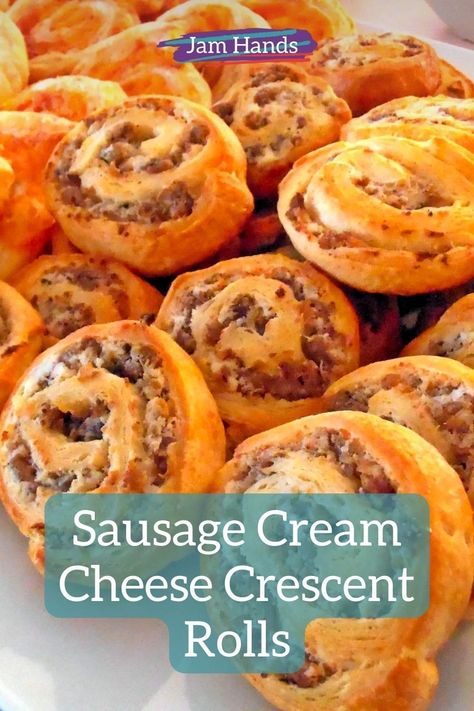 Crescent Roll Sausage Balls, Sausage Cream Cheese Cresant Rolls, Crescent Roll And Sausage Recipes, Sausage Cresent Roll Bites, Sausage Cream Cheese Crescent Roll Bake, Croissant Sausage Roll Ups, Crescent Roll Sausage Pinwheels, Sausage Cream Cheese Croissants, Sausage Croissant Rolls