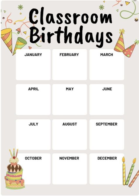 Classroom Poster Birthday Posters Ideas, Birthday Classroom Decoration, Cute Birthday Posters, Carta Organisasi Design, Birthday Calendar Classroom, Birthday Poster Ideas, Birthday Calendar Template, Class Birthday Display, Senior Pictures Quotes