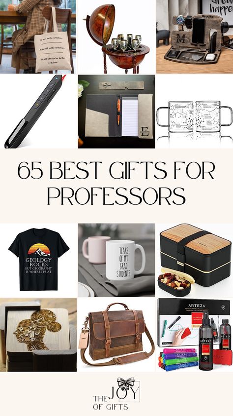 Are you looking for the perfect professor gift? Find it in this collection of the best gifts for professors from The Joy of Gifts! You'll see funny professor gifts, practical gifts for professors, and gorgeous personalized gifts for professors. Enjoy! Gifts For Academics, Professor Appreciation Gifts College, College Professor Gifts, College Professor Gifts Ideas, Professor Gift Ideas, Christmas Gifts For Professors, Gifts For High School Teachers, Gift Ideas For Male Teachers, Gifts For Male Teachers