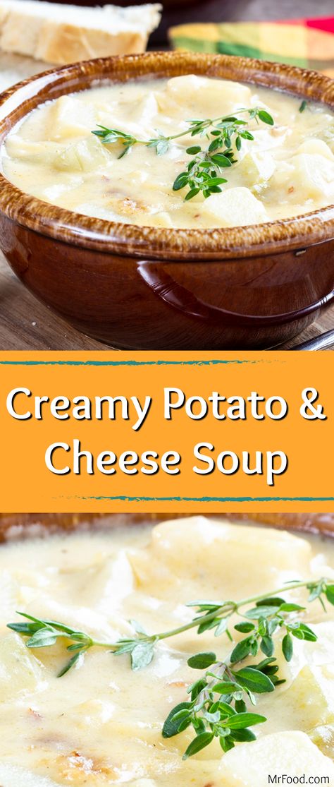 One of the reasons we love this creamy potato soup recipe, well, besides the fact that it's fill-you-up good, is that we can change up the variety of cheese every time we make it. That way, this ooey gooey Creamy Potato & Cheese Soup ends up with a new personality that you're going to love every time! Try a bunch of your favorite cheeses and let us know which one you like the best. Easy Creamy Potato Soup Recipe, Easy Creamy Potato Soup, Creamy Potato Soup Recipe, Loaded Potato Soup, Creamy Potato Soup, Loaded Potato, Easy Soup, Potato Soup Recipe, Creamy Potato