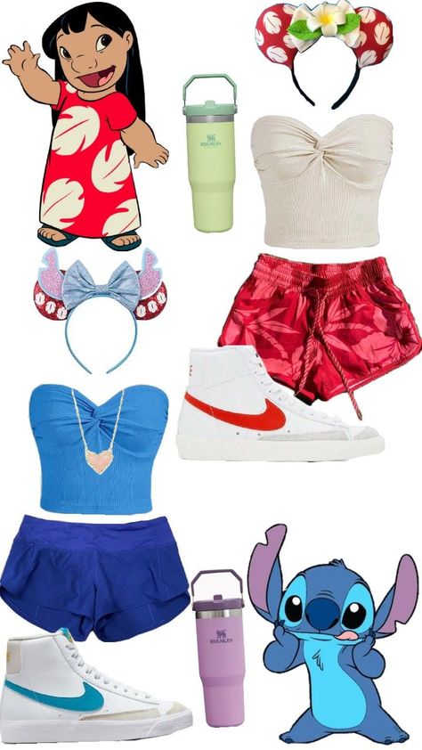 Lilo And Stitch Outfits, Stitch Outfits, Disney Princess Inspired Outfits, Cute Disney Shirts, Disney Bound Outfits Casual, Disney Trip Outfits, Disney Outfits Women, Princess Inspired Outfits, Cute Group Halloween Costumes