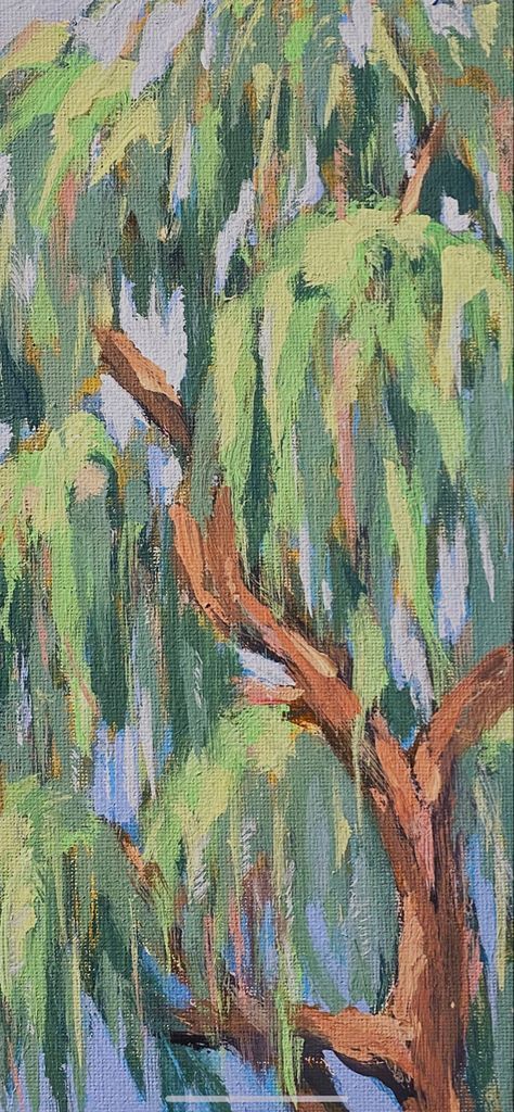 Willow Tree Acrylic Painting, Willow Trees Drawing, Weeping Willow Tree Painting Easy, Painting Of Willow Tree, Weeping Willow Tree Painting Acrylic, Willow Tree Wallpaper Aesthetic, How To Paint A Weeping Willow Tree, Willow Tree Oil Painting, Acrylic Willow Tree Painting Easy