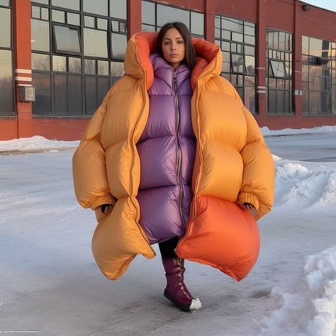 Ugly Fashion, Snow Outfits, Down Suit, Oversized Puffer, Puffer Coats, Snow Outfit, Puffer Jacket Women, Big Clothes, Puffy Jacket