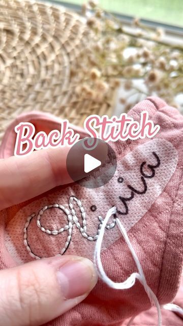 Stitchin With Samantha | Embroidery Patterns & Kits on Instagram: "✨Back Stitch✨ Slowed down tutorial on how to use back stitch to embroider names on clothing.🪡  I’m using 6 strands of thread here and stitching my custom collar name pattern from my shop.   What do you think - are you ready to take this stitch on now?🤩  #handembroidery #embroidery #backstitch #embroiderytutorial #babyclothes #diycrafts #momlife #momcrafts #tutorial #crafting #embroideryclothes #embroideredclothing #diyembroidery #babyembroidery" Names In Embroidery, Alphabet For Embroidery, Hand Embroidered Words Shirt, How To Embroider Words On Clothes, Embroidery Back Stitch Tutorial, Love You Embroidery, Hand Embroidered Name Shirt, Embroidering Names On Clothes, Hand Embroidery Collar Design