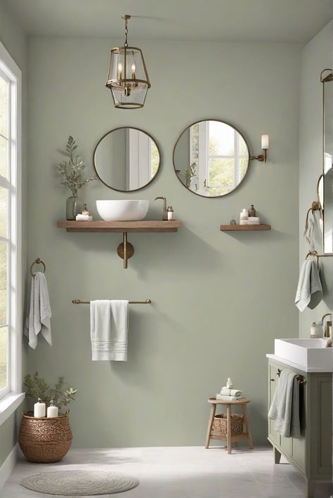 In this daily routine, discover the soothing beauty of Hazy Sage (BM 2140-40) as we bring nature's touch to your professionally painted cozy bathroom. Elevate your space today! #Ad #homedecor #homedesign #bathroom #Painthome interiorarchitecture best Wall Colors for Bathroom Colors
Bright Room Colors
best colors combinations bathroom
bathroom Remodeling
Modern Paint Colors
2024 Sage Bathroom Color Scheme, Modern Sage Bathroom, Sage Green Panelled Bathroom, Sage Green And Neutral Bathroom, Farmhouse Bathroom Colours, One Wall Painted Bathroom, Tranquil Bathroom Colors, Sage Bathroom Paint Colors, Bathrooms Color Ideas