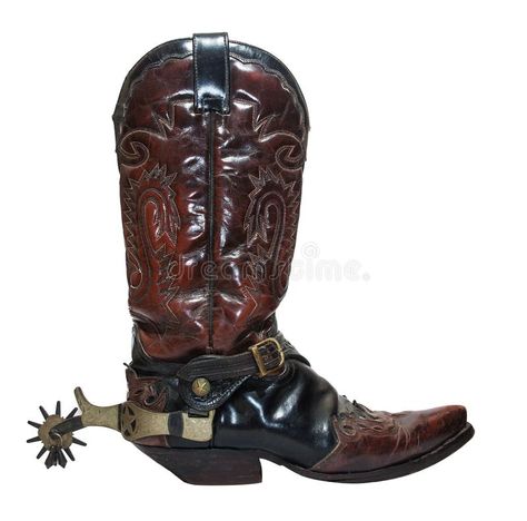 Vintage cowboy boots with spurs isolated on white background stock images Cowboy Boots Spurs, Historical Cowboy, Cowboy Boots With Spurs, Aesthetic Cowboy Boots, Boots With Spurs, Shoe References, Cowboy Boots Men, 70s Fashion Disco, Cowboy Spurs