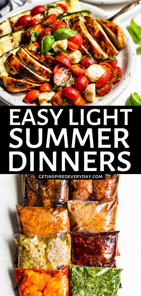 When it’s too hot to cook and you don’t know what to eat, these 70 Light Summer Dinners will become your new go-to’s. You’ll find some new grilling favorites and flavorful dinner salads. From my simple chicken marinades with 10 flavors to the super popular Grilled Caprese Chicken, there’s a little something for everyone. These light dinners are satisfying right through the heat waves of summer days. Enjoy gluten free, dairy free, and paleo dinner options the whole family will love. Light Summer Dinners, Light Dinners, Too Hot To Cook, Flavorful Dinner, Easy Summer Dinners, Heat Waves, Simple Chicken, Caprese Chicken, Summer Recipes Dinner