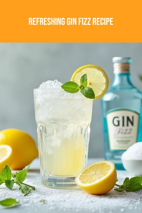 Looking to make the perfect Gin Fizz cocktail? This light and bubbly drink is a timeless classic that brings together intesting flavors, fizzy soda water, fresh lemon juice, and smooth gin. Originating in the 19th century, the Gin Fizz still charms cocktail fans today with its refreshing taste and easy-to-mix recipe. Perfect for summer parties or a cozy night in! Learn how to mix this iconic cocktail at home and impress your friends at your next gathering with delicious, easy-to-make cocktails. Gin Mixed Drinks, Gin Fizz Recipe, Gin Fizz Cocktail, Sparkling Wine Cocktails, Ramos Gin Fizz, Iced Tea Cocktails, Easy To Make Cocktails, Fizz Cocktail, Fizzy Drinks