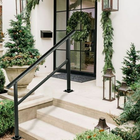 Handrail Outdoor, Handrails For Concrete Steps, Stair Railing Kits, Outdoor Handrail, Aluminum Handrail, Outdoor Stair Railing, Porch Stairs, Iron Handrails, Stainless Steel Handrail