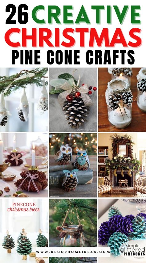 Best Christmas Pine Cones Crafts. Inspire yourself with these adorable Christmas pine cone crafts. Create your own crafted pine cone ornaments and centerpieces. #decorhomeideas Christmas Craft With Pinecones, Pine Cone Crafts For Christmas Ornaments, Pine Cone Decorations Diy Craft Ideas, Pine Cones Ornaments, Cone Crafts For Christmas, Pine Cone Arrangements Simple, Pine Cone Birds, Easy Pine Cone Christmas Crafts, Pine Cones Christmas Crafts