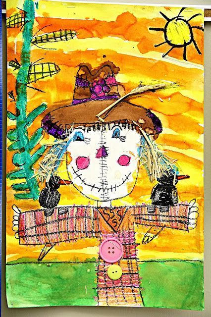 Scarecrow art First Grade Art, Smart Class, 2nd Grade Art, Fall Art Projects, 3rd Grade Art, Elementary Art Projects, Fall Halloween Crafts, Homeschool Art, Seasons Art