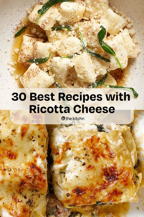 Find out what you can make with ricotta cheese, including homemade gnocchi, easy one-pot pastas, and fluffy pancakes. Ricotta Quick Bread, Mushroom And Ricotta Recipes, Pasta Dish With Ricotta Cheese, Baked Goods With Ricotta, Gnocchi And Ricotta Recipes, Foods With Ricotta Cheese, Gnocchi Recipes Ricotta Cheese, Gnocchi With Ricotta Cheese, Things To Make With Ricotta