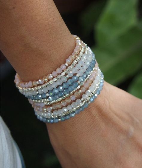 Bracelets With Beads, Memory Wire Jewelry, Memory Wire Wrap Bracelets, Beaded Memory Wire Bracelets, Beadwork Bracelet, Boho Wrap Bracelet, Memorial Bracelet, Bracelet Pandora, Memory Wire Bracelet