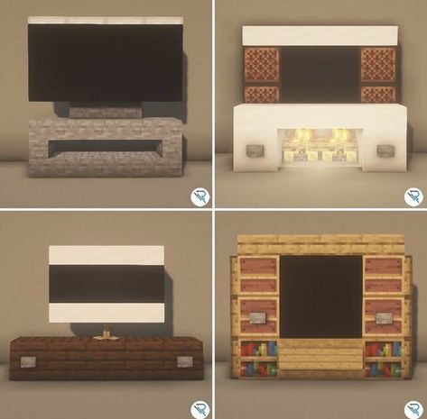 Minecraft Living Rooms Ideas, Minecraft Decorations Kitchen, Minecraft Building Ideas House Blueprints Cute, Mincraft Idea Bedroom, Tv Stand Minecraft, Minecraft Bedroom No Mods, Modern Minecraft Living Room, Minecraft Couch Ideas Living Rooms, Minecraft Chill Room