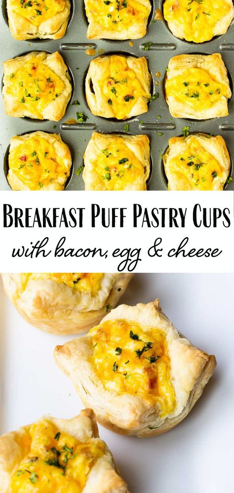 Puff Pastry Bacon, Breakfast Puff Pastry, Puff Pastry Cups, Pastry Cups, Easter Food Appetizers, Make Bacon, Egg Cups Breakfast, Cheese Puff Pastry, Easy Puff Pastry