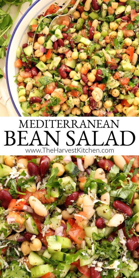 Mediterranean Bean Salad, Cold Salad Recipes, Mediterranean Recipes Healthy, Mediterranean Diet Recipes Dinners, Easy Mediterranean Diet Recipes, Bean Salad Recipes, Best Salad Recipes, Lebanese Recipes, Mediterranean Diet Recipes