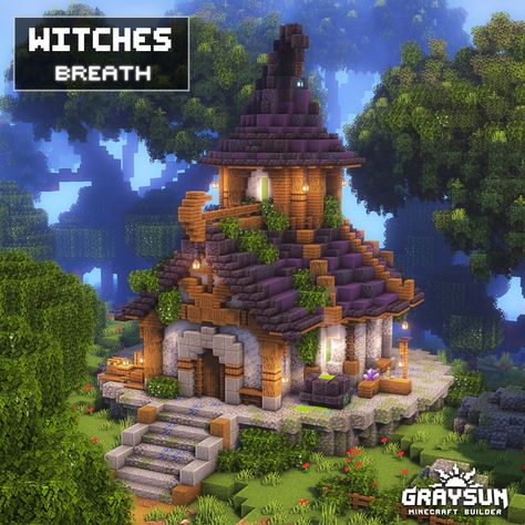 Minecraft Houses Witch Hut, Witch Cottage Minecraft House, Potion Room Minecraft Design, Potion Minecraft Room, Minecraft Spooky Village, Minecraft Medieval Potion Shop, Potions House Minecraft, Cute Witch House Minecraft, Potions Minecraft