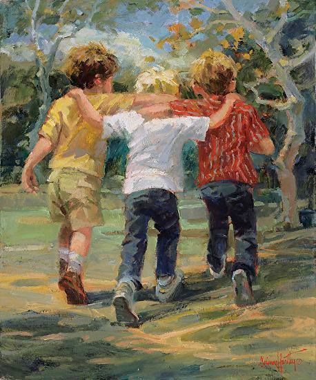 Friendship Paintings, Illustration Art Nouveau, Brothers Art, About Friendship, Boy Illustration, Arte Inspo, Childrens Art, The Science, Interesting Art