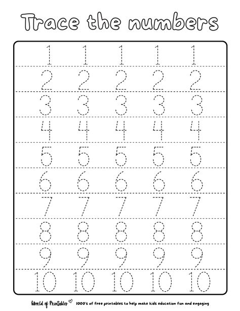 Trace Numbers, Number Writing Practice, Number Tracing Worksheets, Alphabet Worksheets Free, Printable Alphabet Worksheets, Numbers Worksheet, Preschool Tracing, Tracing Sheets, Kids Worksheets Preschool